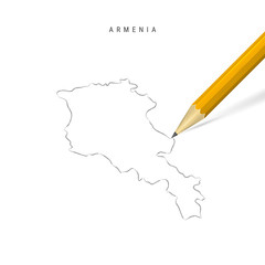 Armenia freehand pencil sketch outline vector map isolated on white background