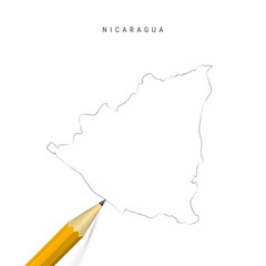 Nicaragua freehand pencil sketch outline vector map isolated on white background