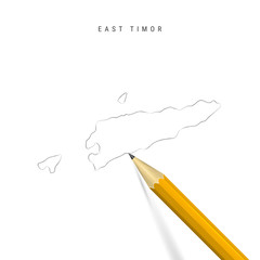 East Timor freehand pencil sketch outline vector map isolated on white background