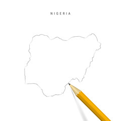 Nigeria freehand pencil sketch outline vector map isolated on white background