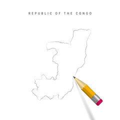 Republic of the Congo freehand pencil sketch outline vector map isolated on white background