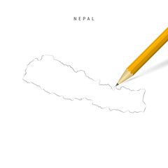 Nepal freehand pencil sketch outline vector map isolated on white background