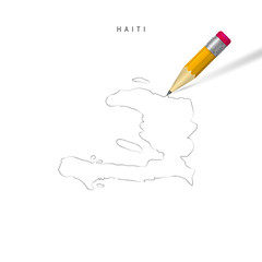 Haiti freehand pencil sketch outline vector map isolated on white background