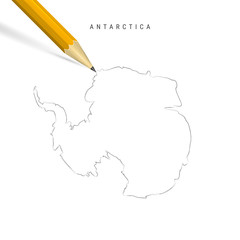 Antarctica freehand pencil sketch outline vector map isolated on white background