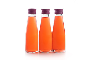 Collagen drinks in glass bottles isolated on white background