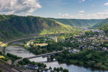 Fototapeta na wymiar Aerial view of Cochem village and Moselle river, Germany