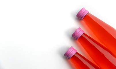 Collagen drinks in glass bottles isolated on white background