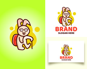 Rabbit traveler vector logo design