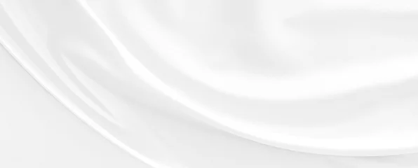 Plexiglas foto achterwand White gray satin texture that is white silver fabric silk panorama background with beautiful soft blur pattern natural. © Kamjana