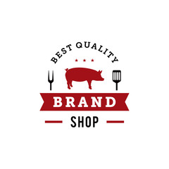 vintage bbq grill badge logo design template