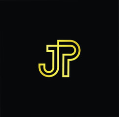 Fototapeta premium Outstanding professional elegant trendy awesome artistic black and gold color JP PJ initial based Alphabet icon logo.