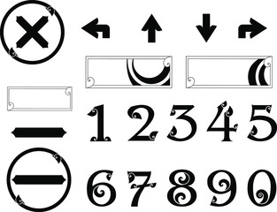 Line Thai Symbol and number silhouette on white background.Icon Line Thai style.