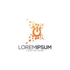 Power Button With Shatter Effect Logo Vector Template