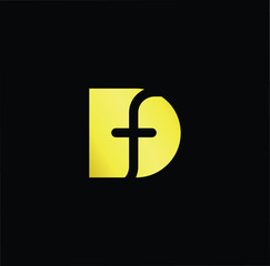 Outstanding professional elegant trendy awesome artistic black and gold color DF FD initial based Alphabet icon logo.