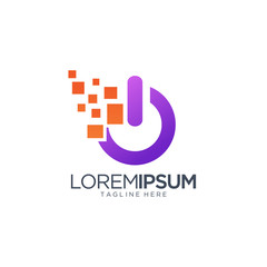 Power Button With Shatter Effect Logo Vector Template