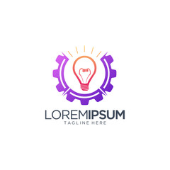 Gear And Lamp Logo Vector