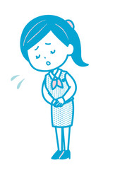 謝罪をするビジネス女性　ポーズ　イラスト