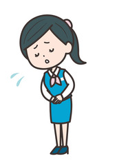 謝罪をするビジネス女性　ポーズ　イラスト