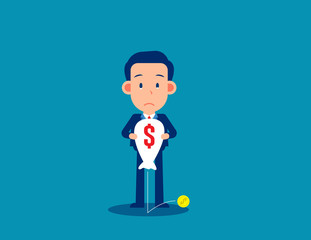 Money is lost. Bad Economy. Cute flat cartoon vector illustration
