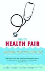 Medical Health fair poster with Stethoscope.
