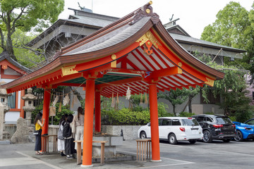 Water bath at Ikuta shrine in Kobe, Japan