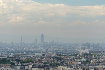 Distant view of Osaka city from mount Minoh