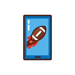 american football sport balloon in smartphone