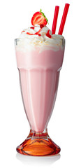 strawberry milkshake in glass