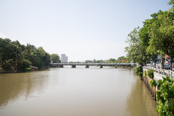 Fototapeta na wymiar Nawarat Bridge across Ping River