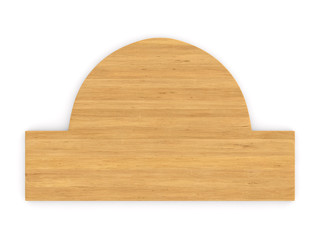 wooden banner on white background. Isolated 3d illustration