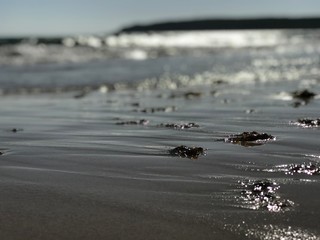 Sandy beach Tarifa Andalucia Spain. Beautiful clean and fine sand on the Atlantic coast in Europe. A favorite place for both locals and tourists,  sand on the beach