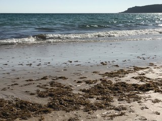 Sandy beach Tarifa Andalucia Spain. Beautiful clean and fine sand on the Atlantic coast in Europe. A favorite place for both locals and tourists,  sand on the beach