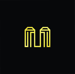 Outstanding professional elegant trendy awesome artistic black and gold color M MM MU UM initial based Alphabet icon logo.