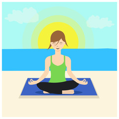 Obraz na płótnie Canvas Girl in yoga mood vector illustration