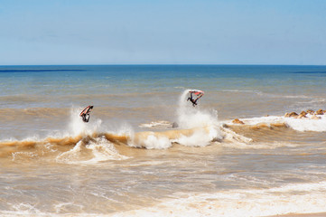 kitesurfers near the beach in Mar del Plata  