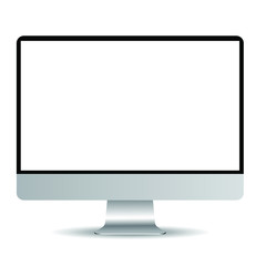 LCD monitor for computer, isolated on white background. Computer monitor mock up with blank frameless screen