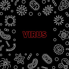 Fototapeta na wymiar Virus vector concept creative thin line illustration or frame with black background