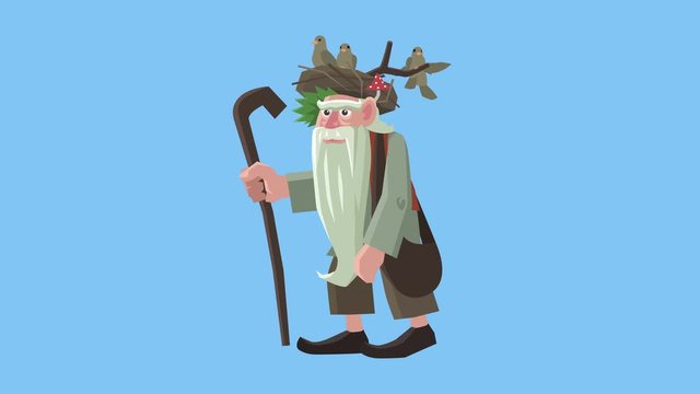 Cartoon Fairy Wizard Forester Old Man Leshy Slavic Mythology Walk Cycle Creatures Fantasy Character