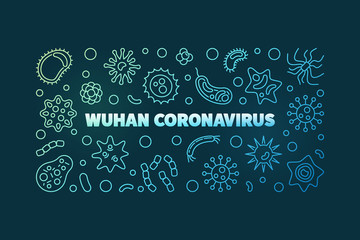 Wuhan Coronavirus vector concept outline colored banner on dark background