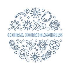 China Coronavirus vector concept round blue thin line illustration