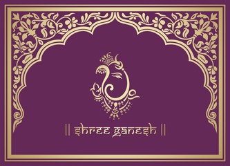 Ganesha, wedding card, royal Rajasthan, India	