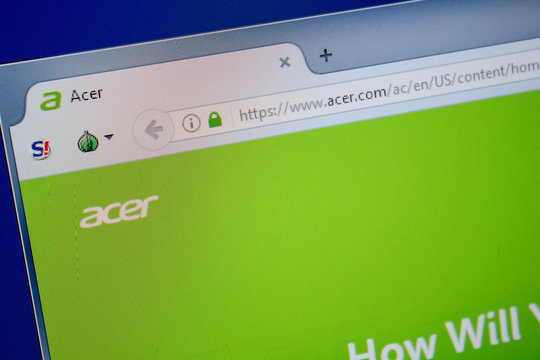 Ryazan, Russia - July 11, 2018: Acer.com website on the display of PC.