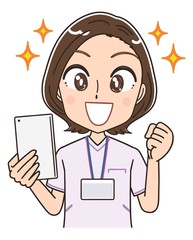 ナース 看護師 白衣 イラスト マンガ アニメ 先輩 Wall Mural よぴんこ Yopinco