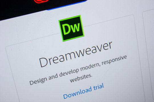 Ryazan, Russia - July 11, 2018: Adobe Dreamweaver, software logo on the official website of Adobe.