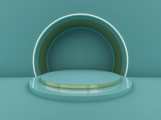 Podium on the floor. Abstract composition in minimal design. 3D