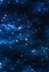 Stars, planet and galaxy in cosmos universe, space and time travel science background