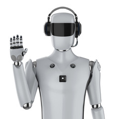 Obraz na płótnie Canvas artificial intelligence cyborg or robot with headset