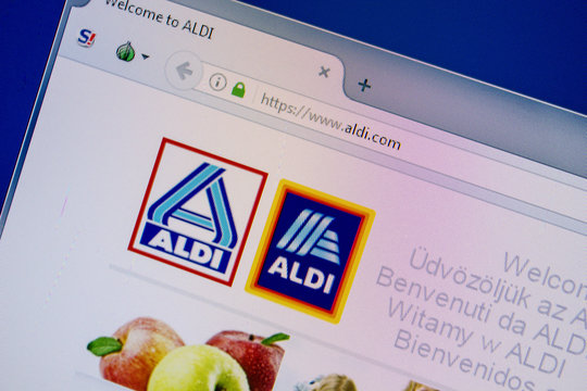 Ryazan, Russia - July 11, 2018: Aldi.com website on the display of PC.