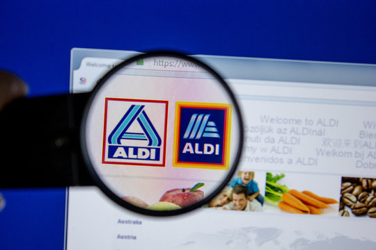 Ryazan, Russia - July 11, 2018: Aldi.com website on the display of PC.