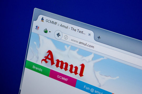 Ryazan, Russia - July 11, 2018: Amul.com website on the display of PC.